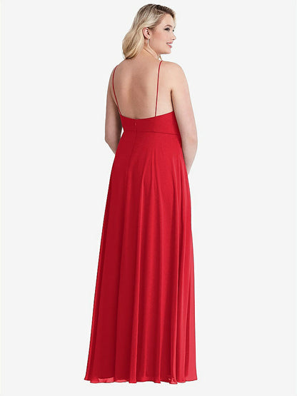 【NEW】【STYLE: LB010】高 首 シフォン マキシ ドレス 前面 スリット  -  lela【COLOR: Parisian Red】【SIZE: 00-30W】