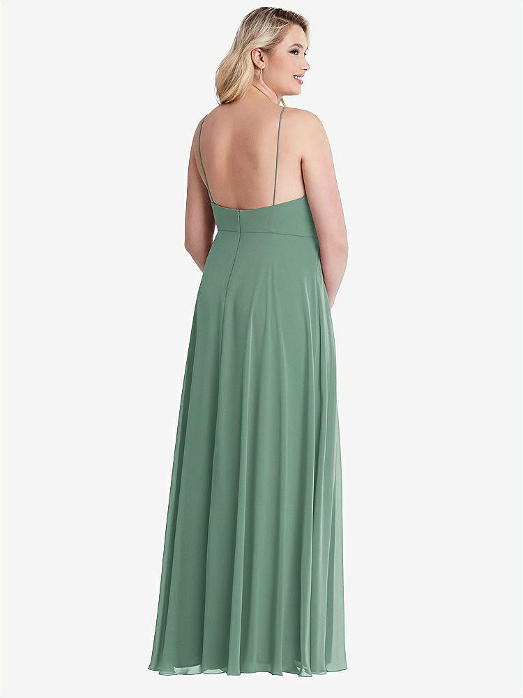 【STYLE: LB010】High Neck Chiffon Maxi Dress with Front Slit - Lela【COLOR: Seagrass】