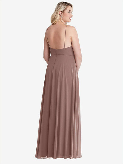【STYLE: LB010】High Neck Chiffon Maxi Dress with Front Slit - Lela【COLOR: Sienna】