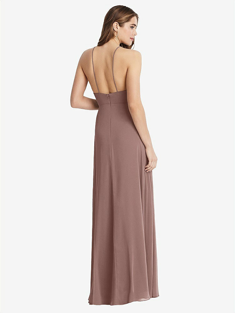 【STYLE: LB010】High Neck Chiffon Maxi Dress with Front Slit - Lela【COLOR: Sienna】
