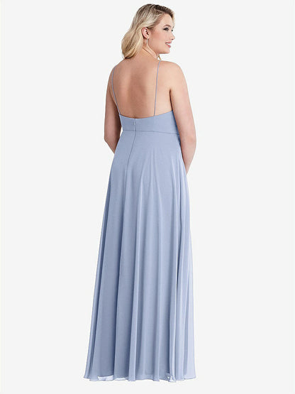 【NEW】【STYLE: LB010】高 首 シフォン マキシ ドレス 前面 スリット  -  lela【COLOR: Sky Blue】【SIZE: 00-30W】