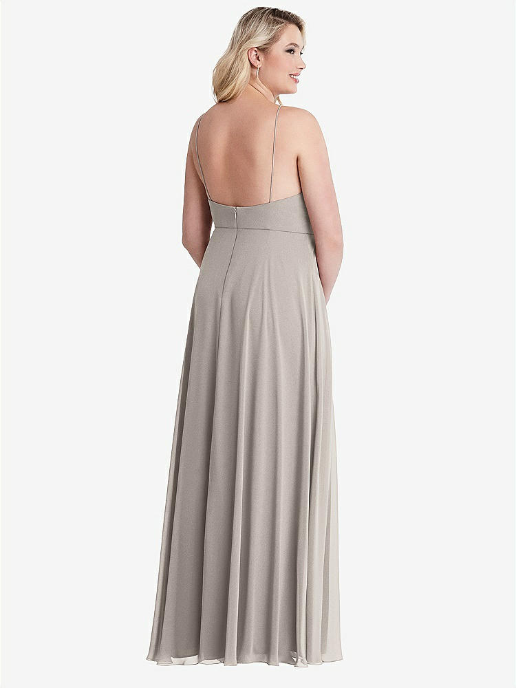【NEW】【STYLE: LB010】高 首 シフォン マキシ ドレス 前面 スリット  -  lela【COLOR: Taupe】【SIZE: 00-30W】