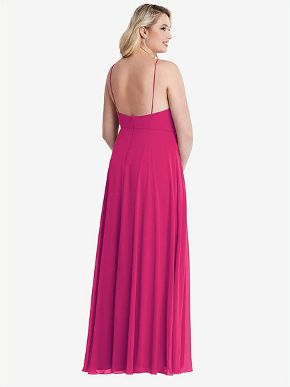 【NEW】【STYLE: LB010】高 首 シフォン マキシ ドレス 前面 スリット  -  lela【COLOR: Think Pink】【SIZE: 00-30W】
