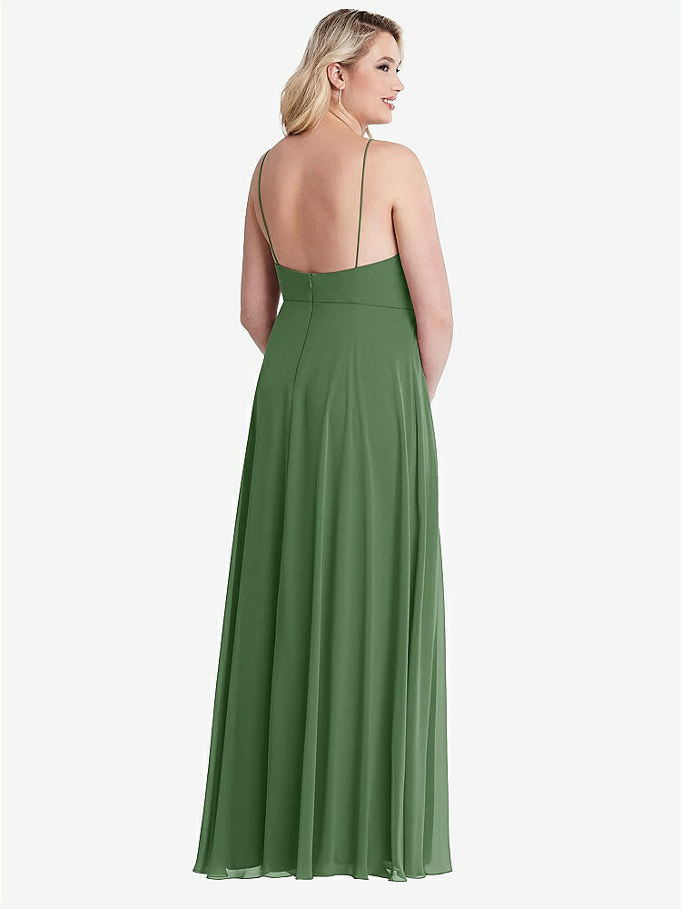 【STYLE: LB010】High Neck Chiffon Maxi Dress with Front Slit - Lela【COLOR: Vineyard Green】
