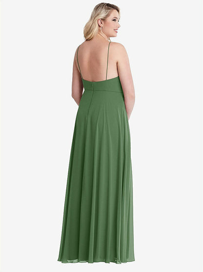 【STYLE: LB010】High Neck Chiffon Maxi Dress with Front Slit - Lela【COLOR: Vineyard Green】