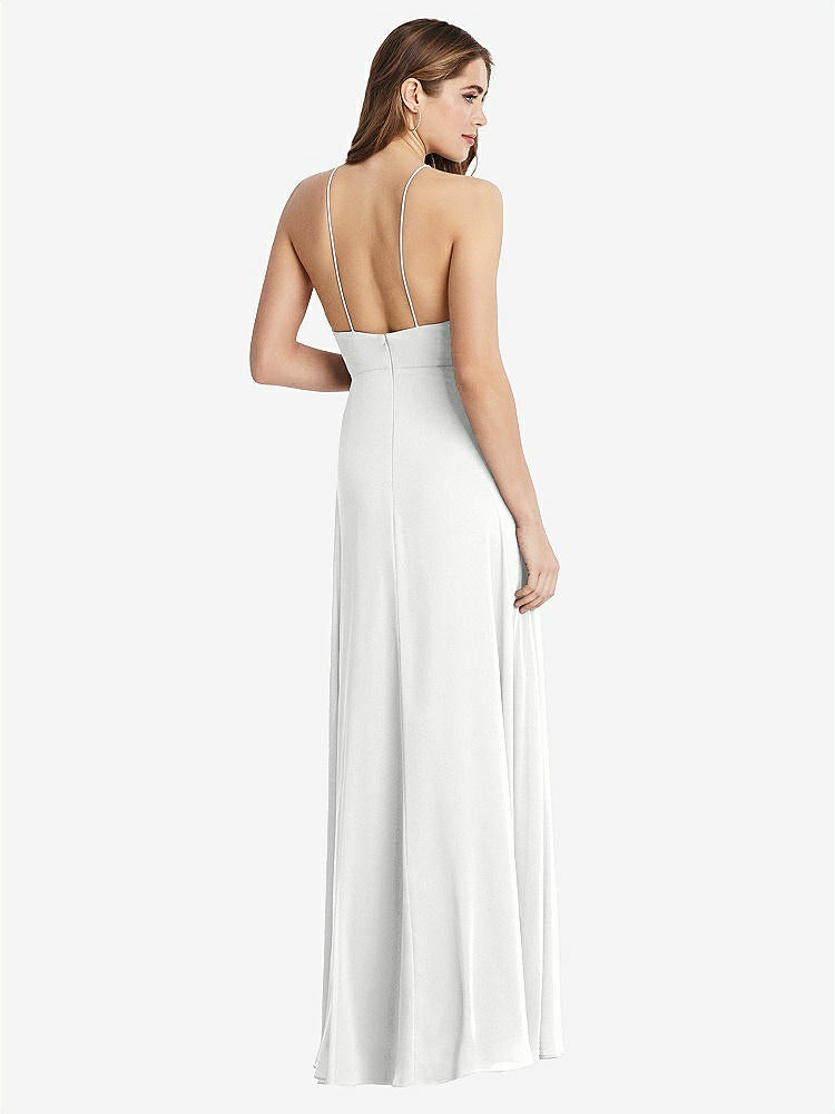 【STYLE: LB010】High Neck Chiffon Maxi Dress with Front Slit - Lela【COLOR: White】