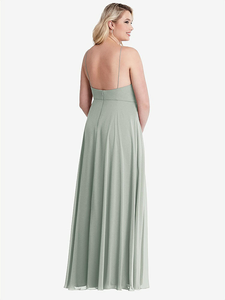 【STYLE: LB010】High Neck Chiffon Maxi Dress with Front Slit - Lela【COLOR: Willow Green】