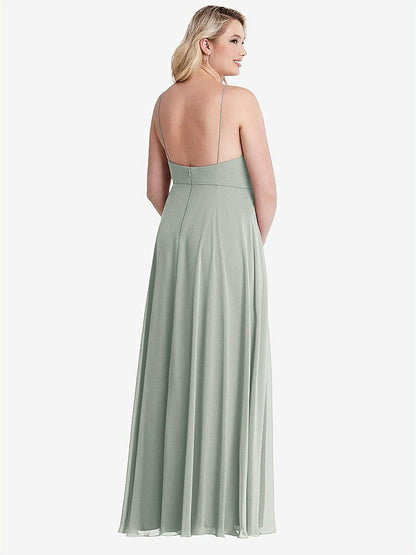 【STYLE: LB010】High Neck Chiffon Maxi Dress with Front Slit - Lela【COLOR: Willow Green】