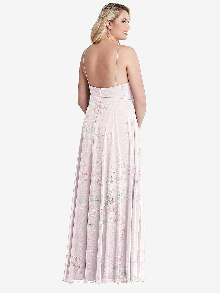 【STYLE: LB010】High Neck Chiffon Maxi Dress with Front Slit - Lela【COLOR: Watercolor Print】