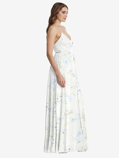 【STYLE: LB011】Chiffon Maxi Wrap Dress with Sash - Cora【COLOR: Bleu Garden】