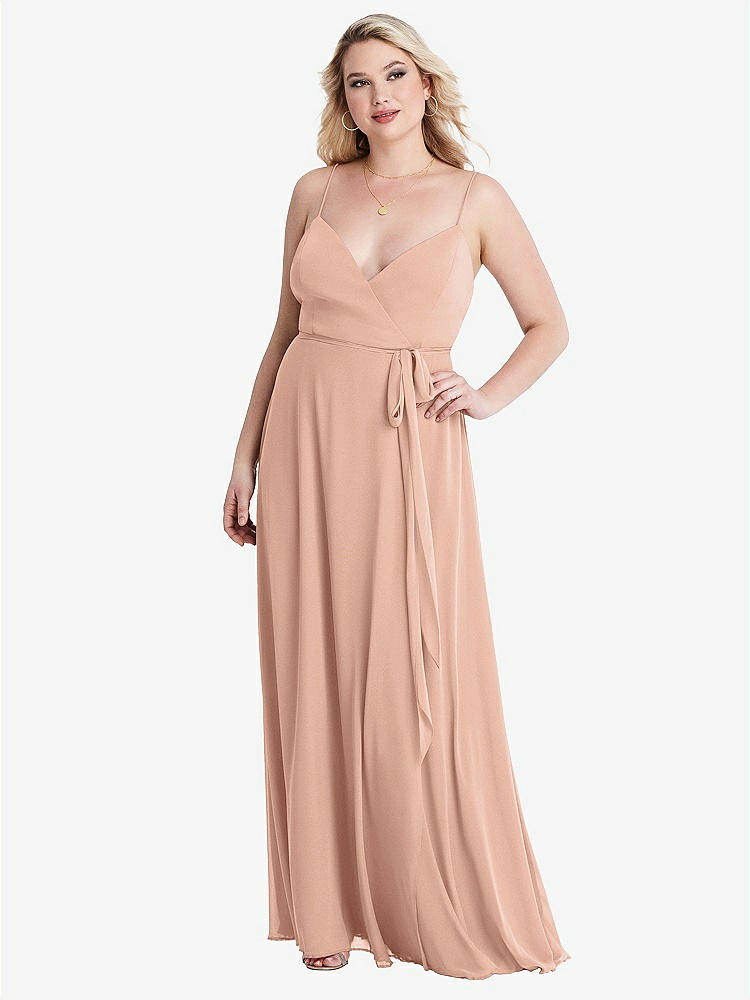 【STYLE: LB011】Chiffon Maxi Wrap Dress with Sash - Cora【COLOR: Pale Peach】