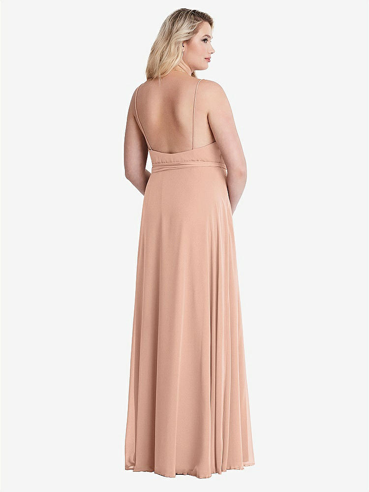 【STYLE: LB011】Chiffon Maxi Wrap Dress with Sash - Cora【COLOR: Pale Peach】