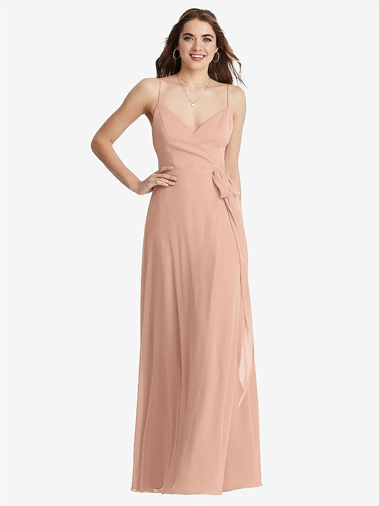 【STYLE: LB011】Chiffon Maxi Wrap Dress with Sash - Cora【COLOR: Pale Peach】