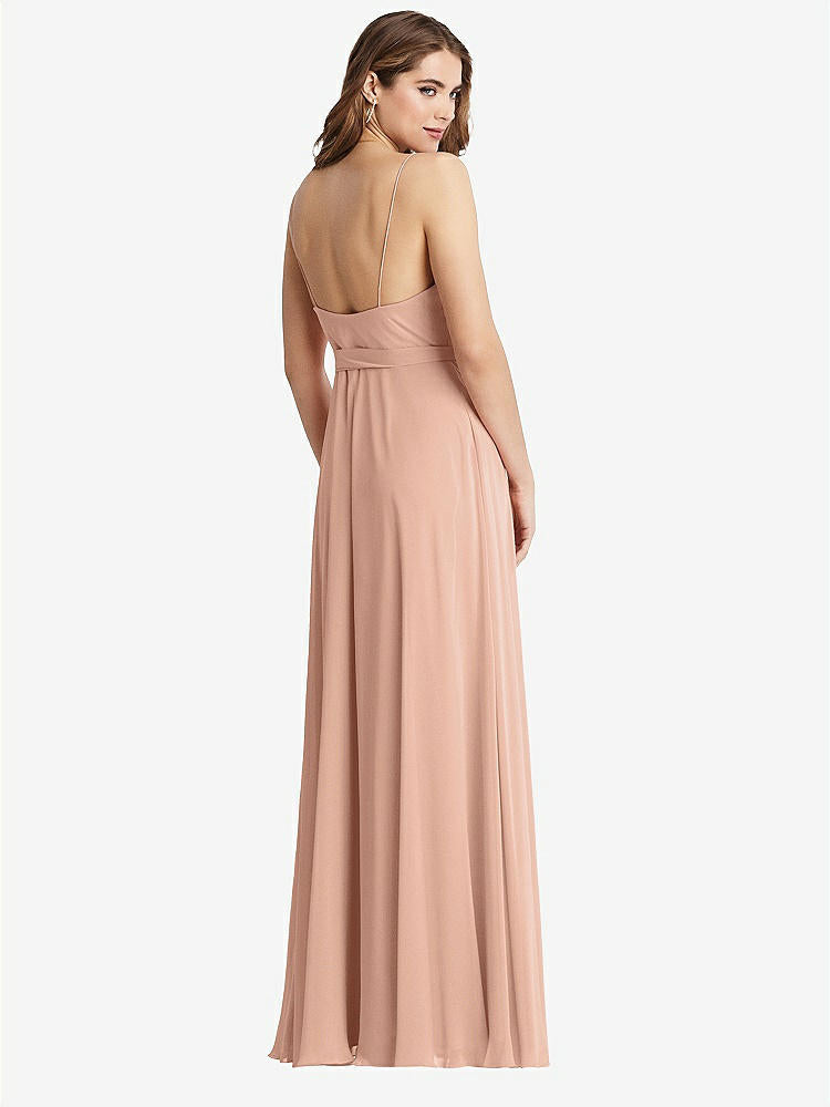 【STYLE: LB011】Chiffon Maxi Wrap Dress with Sash - Cora【COLOR: Pale Peach】