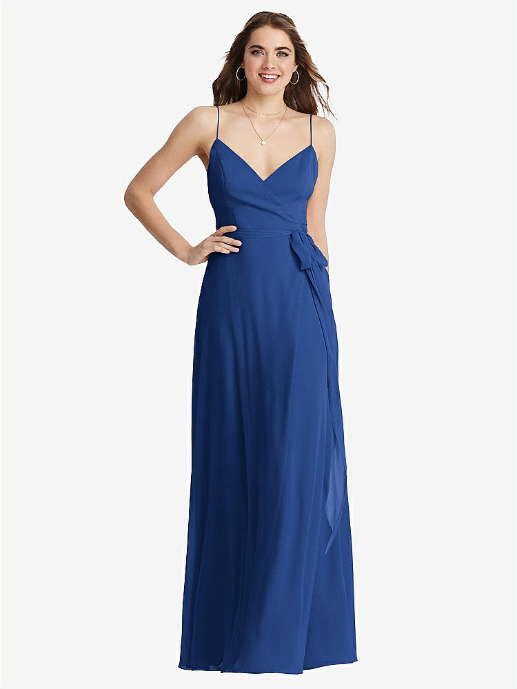 【STYLE: LB011】Chiffon Maxi Wrap Dress with Sash - Cora【COLOR: Classic Blue】