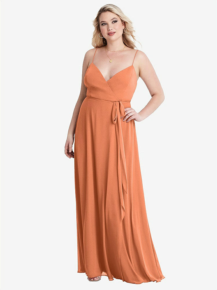 【STYLE: LB011】Chiffon Maxi Wrap Dress with Sash - Cora【COLOR: Sweet Melon】