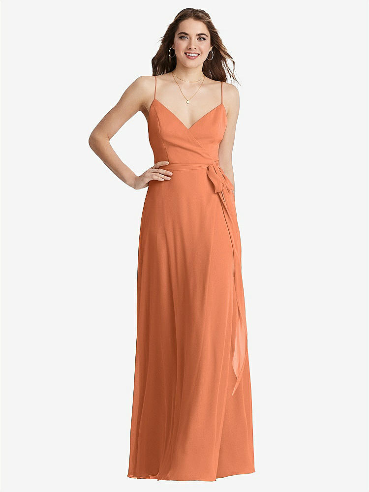 【STYLE: LB011】Chiffon Maxi Wrap Dress with Sash - Cora【COLOR: Sweet Melon】