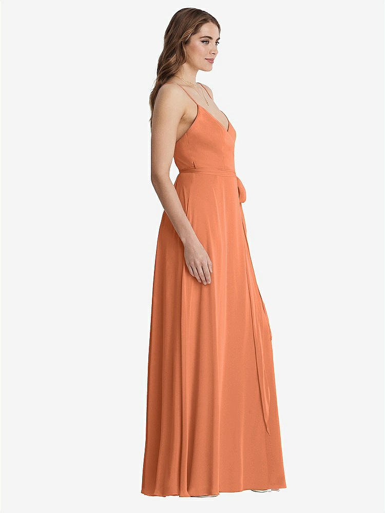 【STYLE: LB011】Chiffon Maxi Wrap Dress with Sash - Cora【COLOR: Sweet Melon】