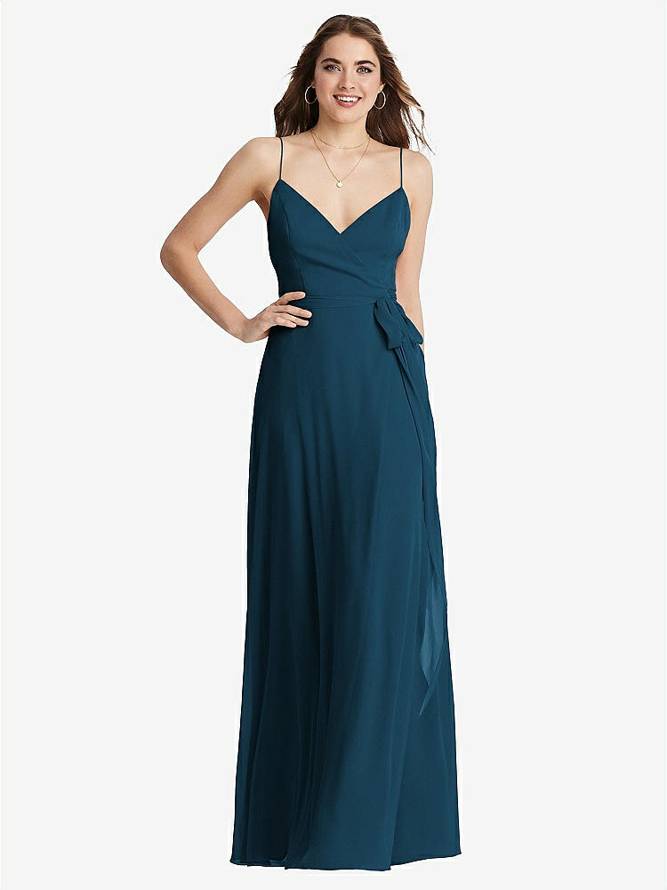 【STYLE: LB011】Chiffon Maxi Wrap Dress with Sash - Cora【COLOR: Atlantic Blue】
