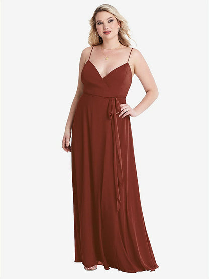 【STYLE: LB011】Chiffon Maxi Wrap Dress with Sash - Cora【COLOR: Auburn Moon】
