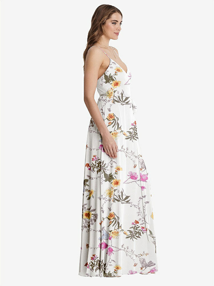 【STYLE: LB011】Chiffon Maxi Wrap Dress with Sash - Cora【COLOR: Butterfly Botanica Ivory】