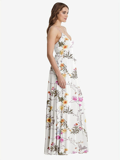 【STYLE: LB011】Chiffon Maxi Wrap Dress with Sash - Cora【COLOR: Butterfly Botanica Ivory】