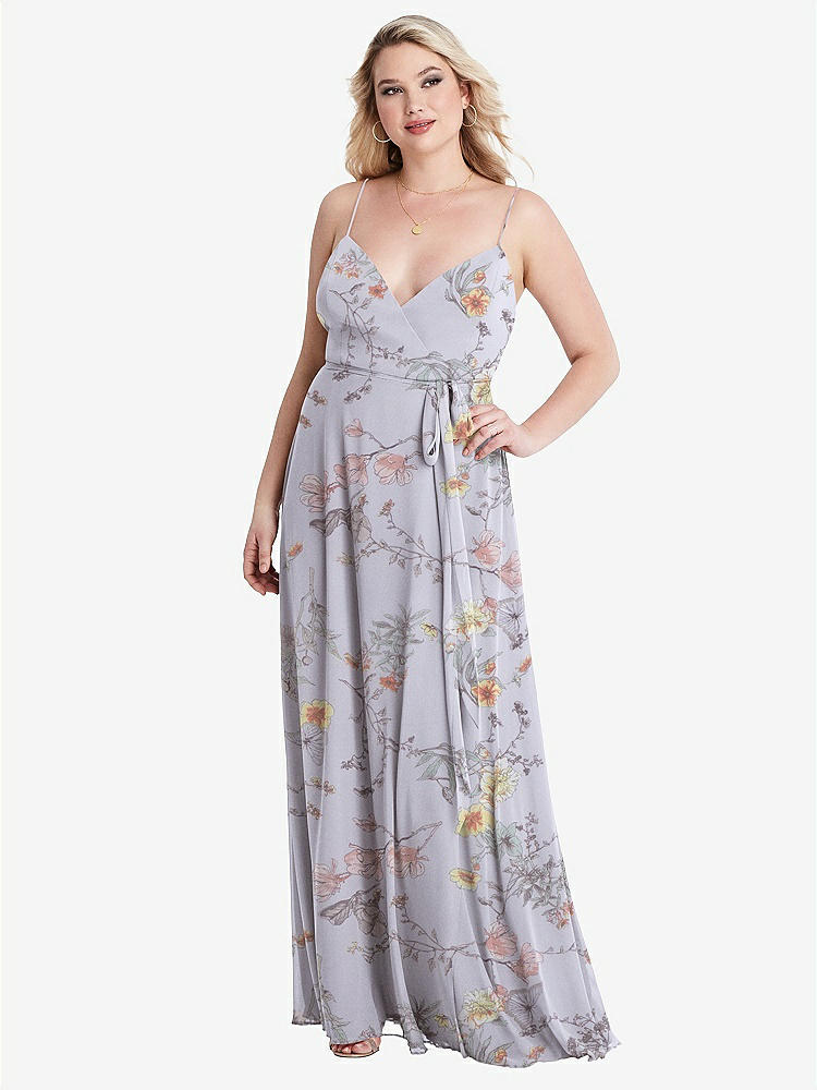 【STYLE: LB011】Chiffon Maxi Wrap Dress with Sash - Cora【COLOR: Butterfly Botanica Silver Dove】