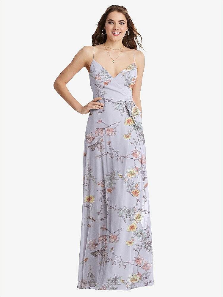 【STYLE: LB011】Chiffon Maxi Wrap Dress with Sash - Cora【COLOR: Butterfly Botanica Silver Dove】
