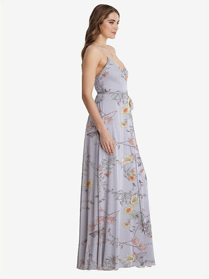 【STYLE: LB011】Chiffon Maxi Wrap Dress with Sash - Cora【COLOR: Butterfly Botanica Silver Dove】