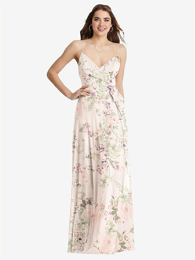 【STYLE: LB011】Chiffon Maxi Wrap Dress with Sash - Cora【COLOR: Blush Garden】