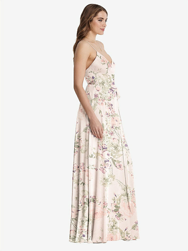 【STYLE: LB011】Chiffon Maxi Wrap Dress with Sash - Cora【COLOR: Blush Garden】