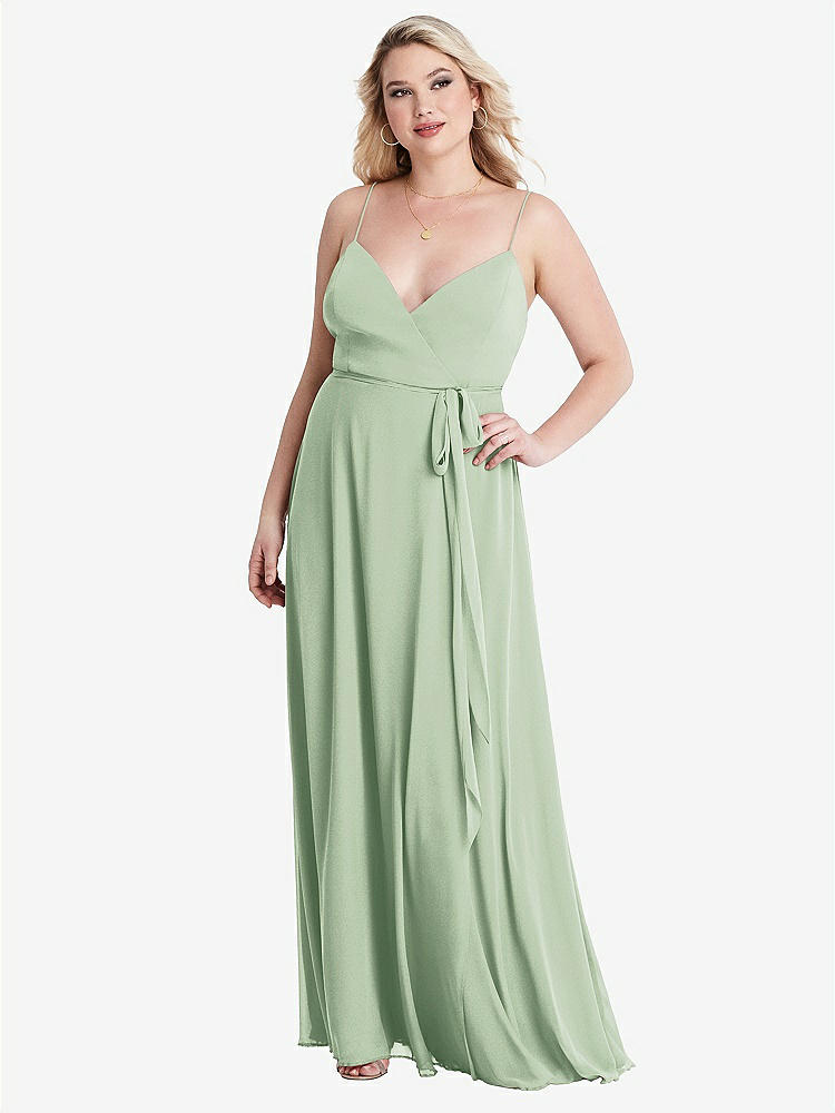 【STYLE: LB011】Chiffon Maxi Wrap Dress with Sash - Cora【COLOR: Celadon】