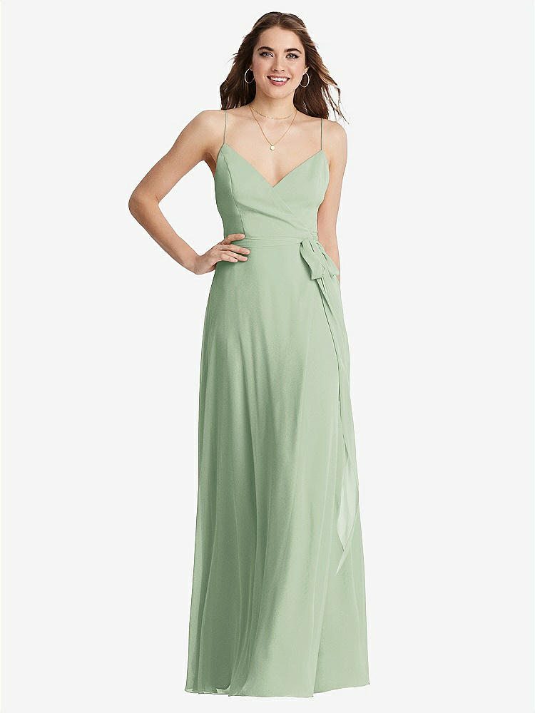 【STYLE: LB011】Chiffon Maxi Wrap Dress with Sash - Cora【COLOR: Celadon】