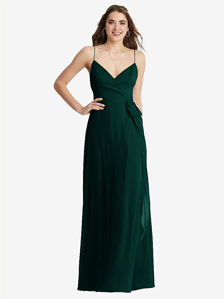 【STYLE: LB011】Chiffon Maxi Wrap Dress with Sash - Cora【COLOR: Evergreen】