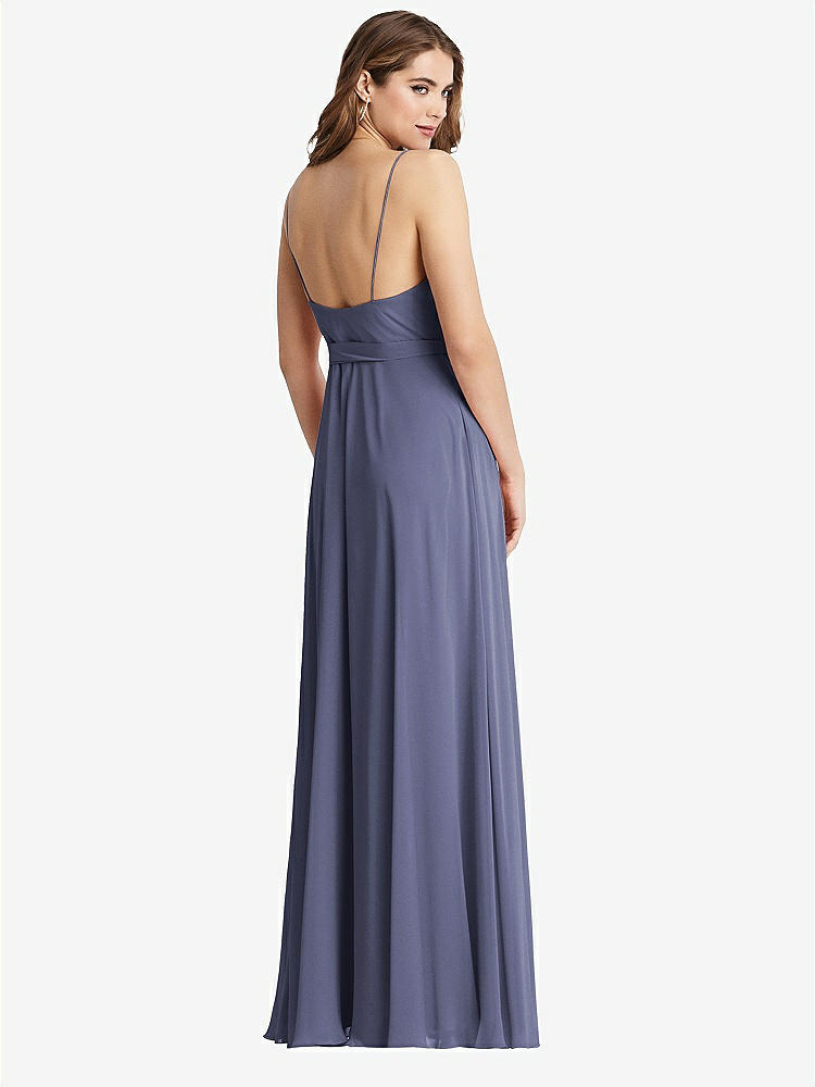 【STYLE: LB011】Chiffon Maxi Wrap Dress with Sash - Cora【COLOR: French Blue】