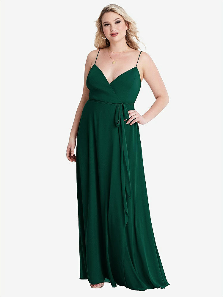 【STYLE: LB011】Chiffon Maxi Wrap Dress with Sash - Cora【COLOR: Hunter Green】