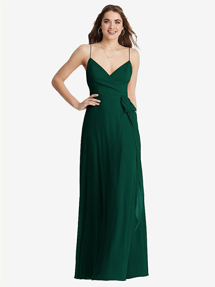 【STYLE: LB011】Chiffon Maxi Wrap Dress with Sash - Cora【COLOR: Hunter Green】