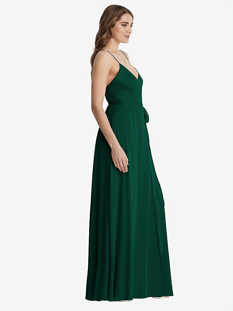 【STYLE: LB011】Chiffon Maxi Wrap Dress with Sash - Cora【COLOR: Hunter Green】