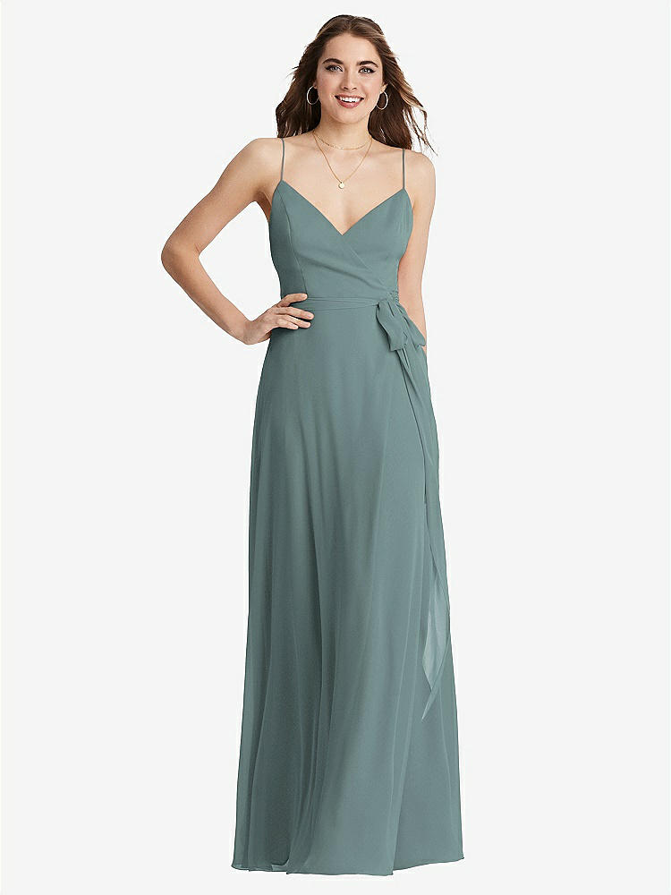 【STYLE: LB011】Chiffon Maxi Wrap Dress with Sash - Cora【COLOR: Icelandic】