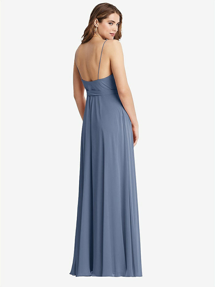 【STYLE: LB011】Chiffon Maxi Wrap Dress with Sash - Cora【COLOR: Larkspur Blue】