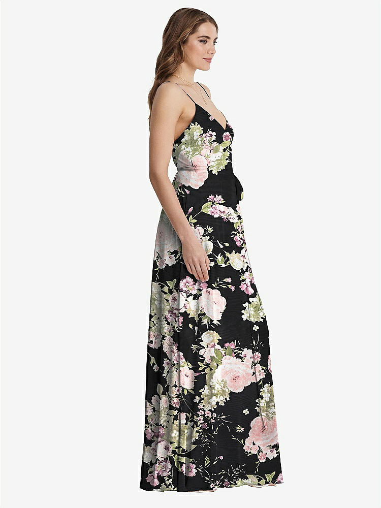 【STYLE: LB011】Chiffon Maxi Wrap Dress with Sash - Cora【COLOR: Noir Garden】