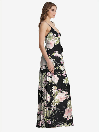 【STYLE: LB011】Chiffon Maxi Wrap Dress with Sash - Cora【COLOR: Noir Garden】