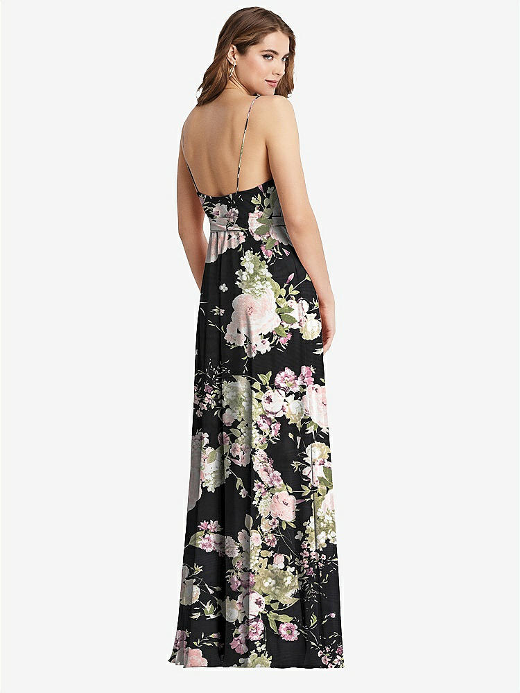 【STYLE: LB011】Chiffon Maxi Wrap Dress with Sash - Cora【COLOR: Noir Garden】