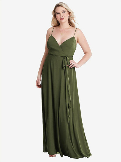 【STYLE: LB011】Chiffon Maxi Wrap Dress with Sash - Cora【COLOR: Olive Green】
