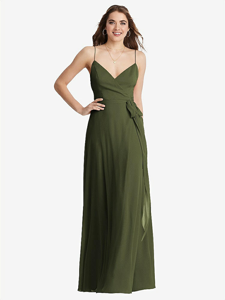 【STYLE: LB011】Chiffon Maxi Wrap Dress with Sash - Cora【COLOR: Olive Green】