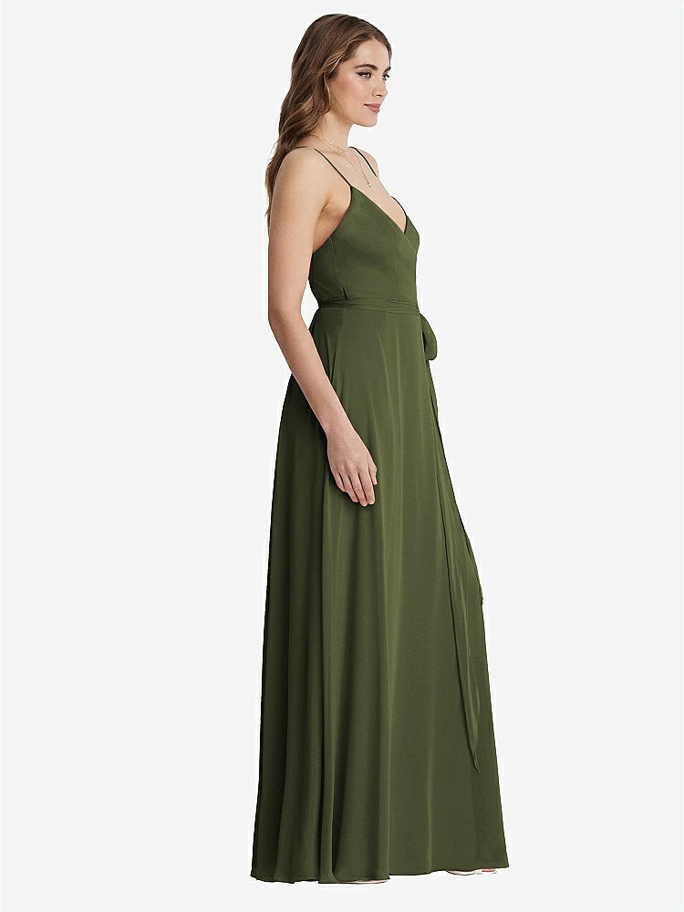 【STYLE: LB011】Chiffon Maxi Wrap Dress with Sash - Cora【COLOR: Olive Green】