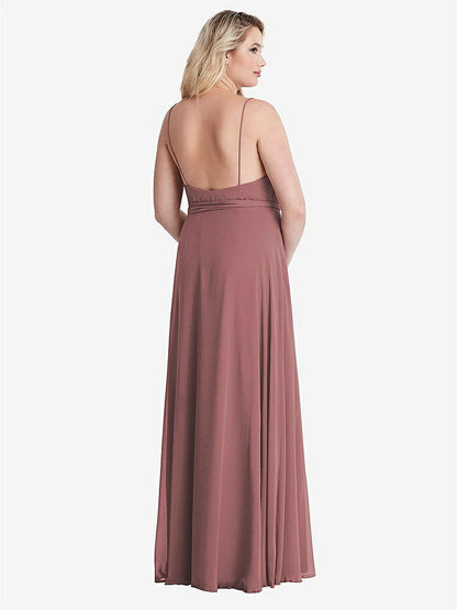【STYLE: LB011】Chiffon Maxi Wrap Dress with Sash - Cora【COLOR: Rosewood】