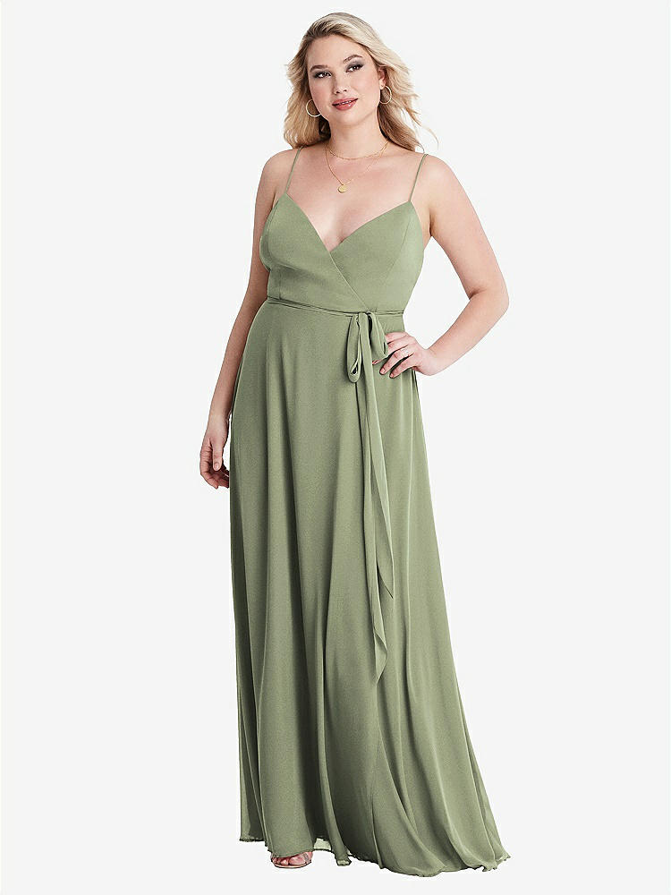 【STYLE: LB011】Chiffon Maxi Wrap Dress with Sash - Cora【COLOR: Sage】