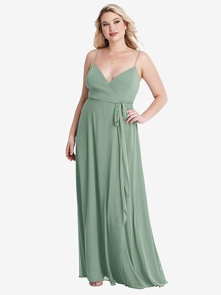 【STYLE: LB011】Chiffon Maxi Wrap Dress with Sash - Cora【COLOR: Seagrass】