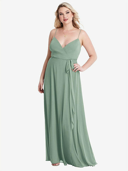【STYLE: LB011】Chiffon Maxi Wrap Dress with Sash - Cora【COLOR: Seagrass】